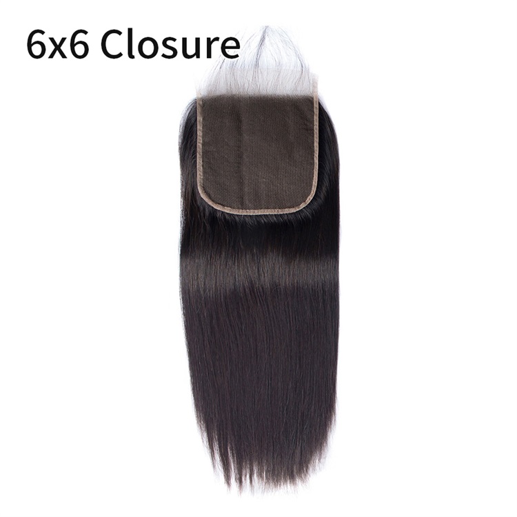Fermeture à lacet transparente HD Stright 6X6 partie libre fermeture à lacet 100% cheveux humains non transformés couleur naturelle1B#