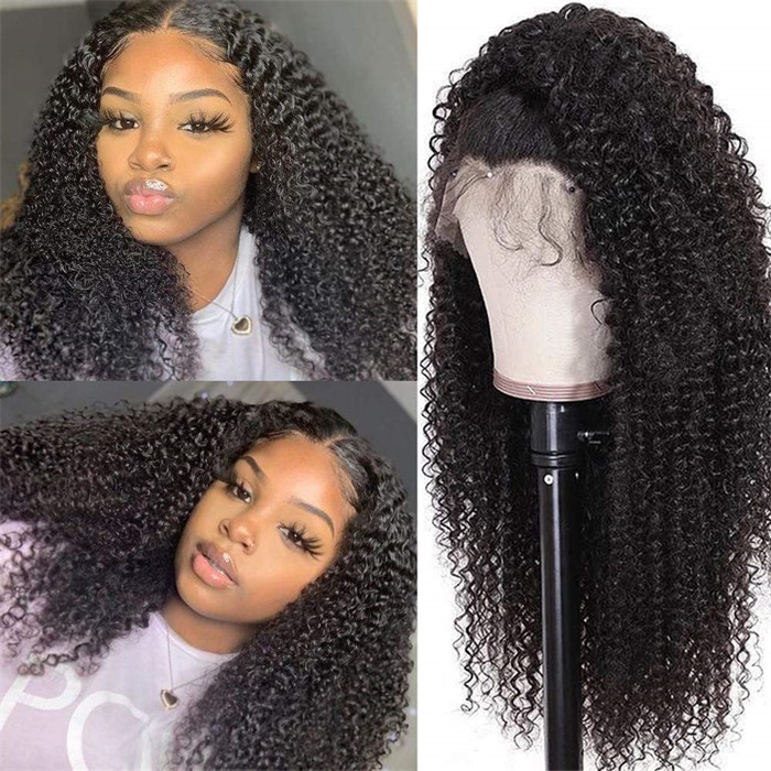 13x4 hd transparent lace front mongolia kinky curly hair wigs with baby hair 1