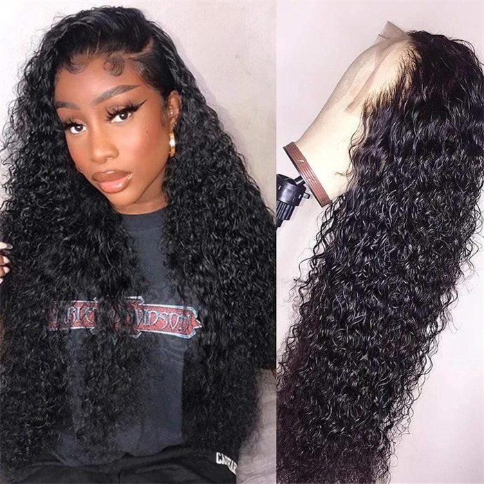13x4 hd transparent lace front mongolia kinky curly hair wigs with baby hair 4