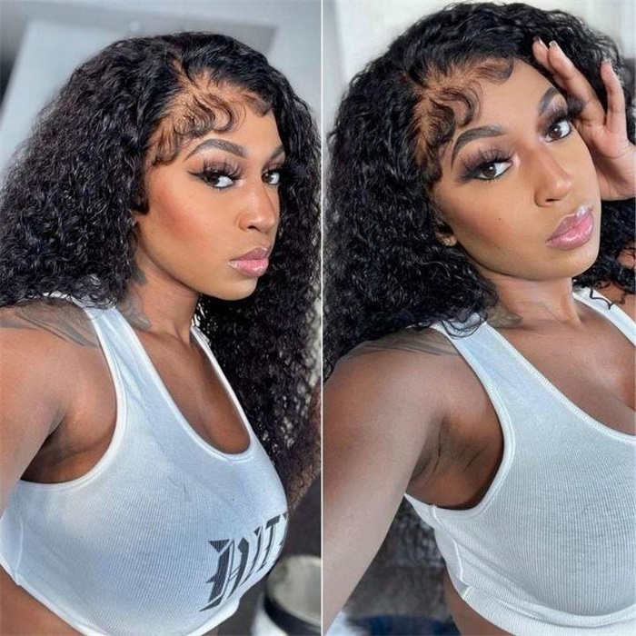 13x4 pre plucked jerry curly lace frontal human hair wigs 4