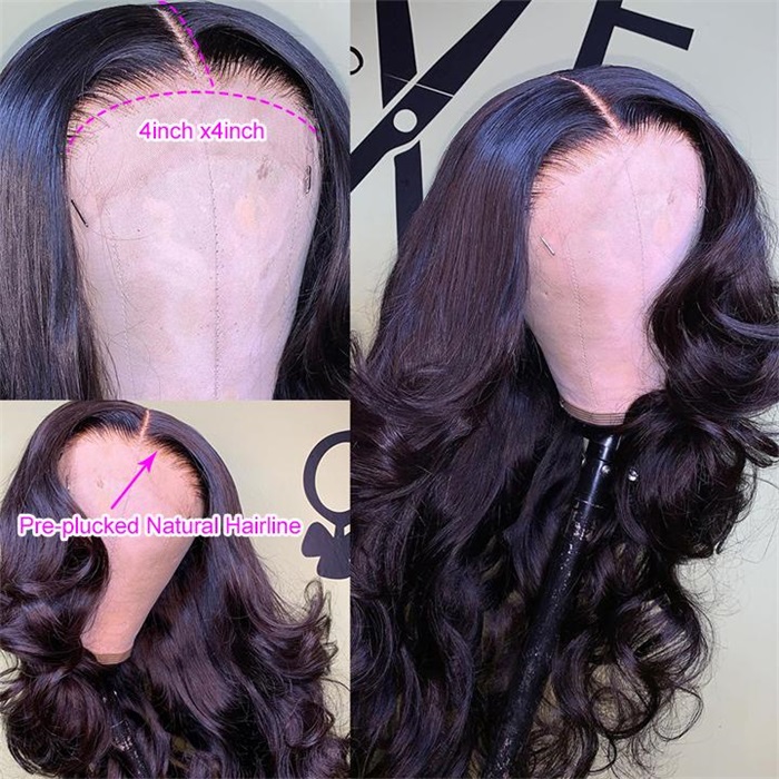 30-40 inch affordable lace closure wigs body wave lace front human hair wigs 3