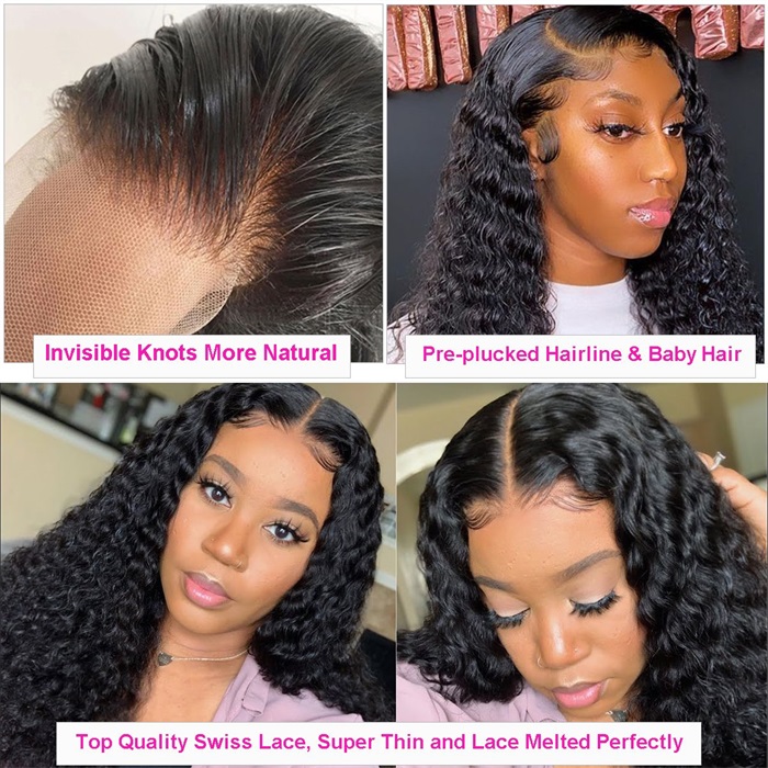 5x5 deep curly lace closure wigs undetectable hd lace human hair wigs 4