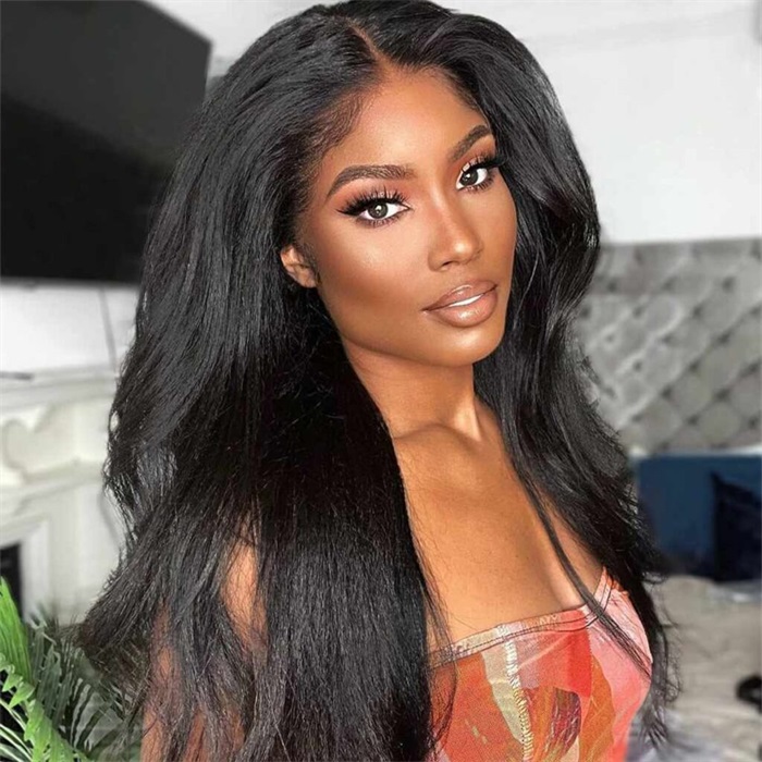 affordable 360 lace kinky straight pre plucked human hair wigs 3