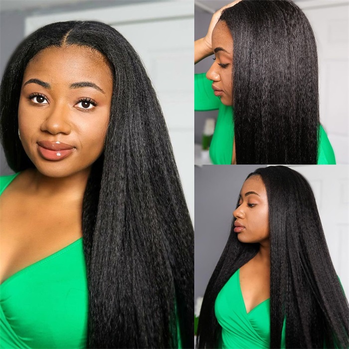 affordable 360 lace kinky straight pre plucked human hair wigs 5