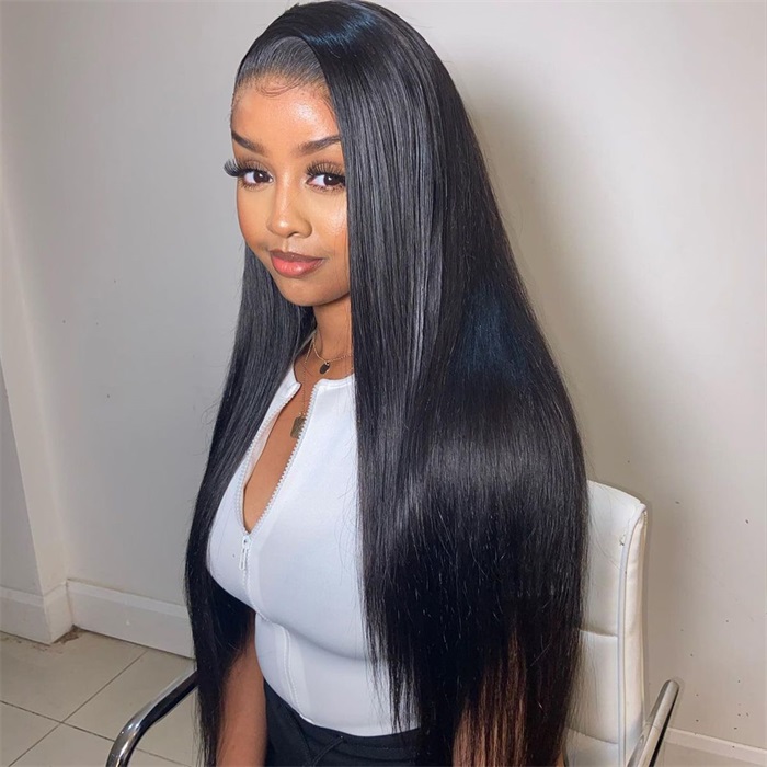 affordable 360 lace straight pre plucked human hair wigs 2