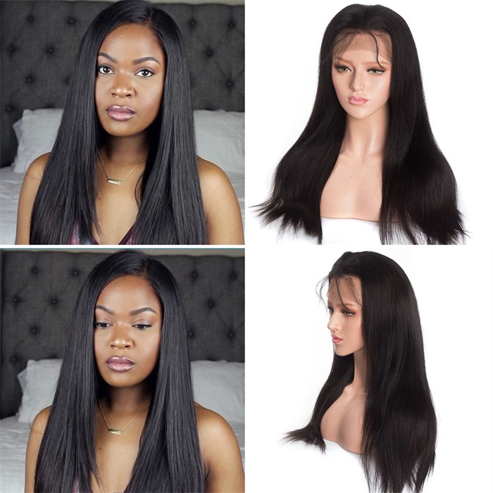affordable 360 lace straight pre plucked human hair wigs 3
