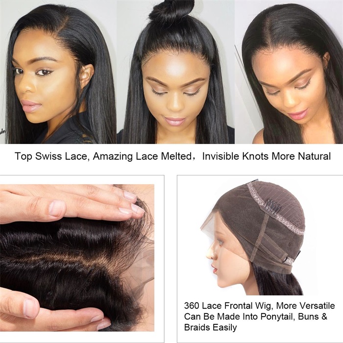 affordable 360 lace straight pre plucked human hair wigs 5