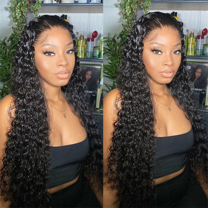 affordable 360 lace water wave pre plucked human hair wigs 3