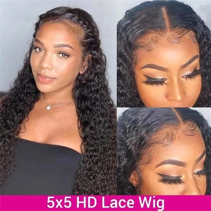 affordable 5x5 hd transparent lace closure wig jerry curly human hair wigs for black women 5