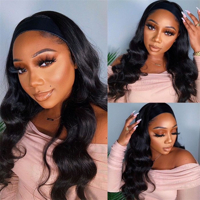 affordable headband body wave pre plucked human hair wigs 1