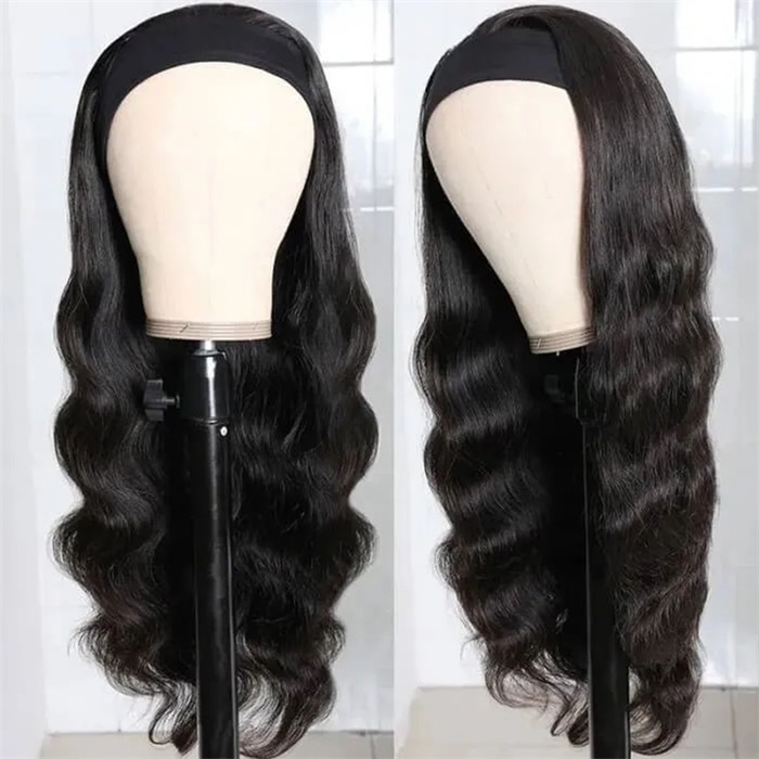 affordable headband body wave pre plucked human hair wigs 2