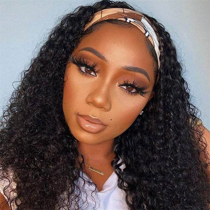 affordable headband curly pre plucked human hair wigs 1