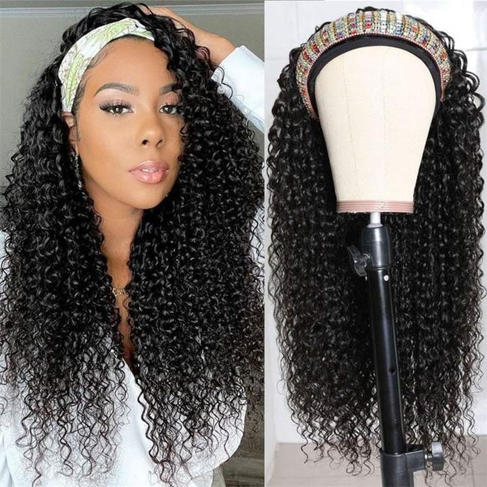affordable headband curly pre plucked human hair wigs 4