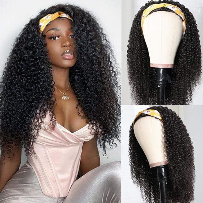 affordable headband kinky curly pre plucked human hair wigs 1