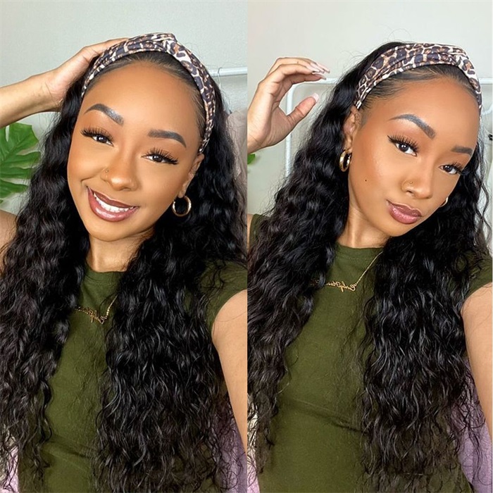 affordable headband water wave pre plucked human hair wigs 1