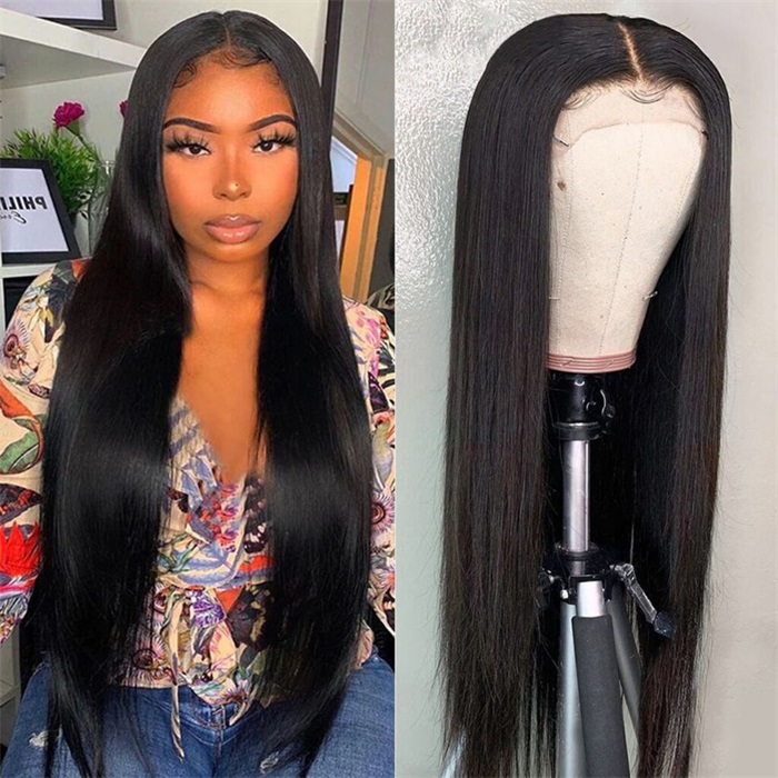 affordable straight virgin hair true 5x5 hd invisible lace closure human hair wigs for women 1