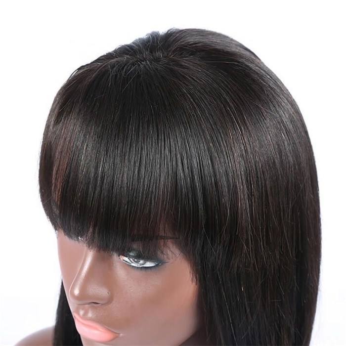 brazilian straight human hair wigs with bangs remy full machine made human hair wigs for women wigs 5