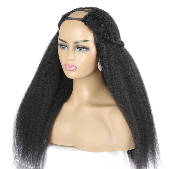 clearance kinky straight u part wig glueless human hair wig high density 7