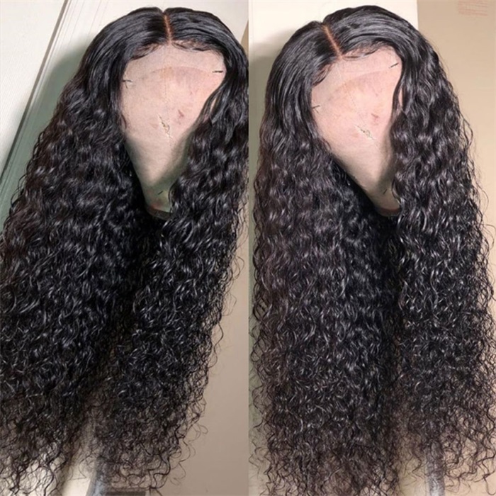 hd lace 5x5 water wave closure wig brazilian human hair wigs preplucked bleached knots 1