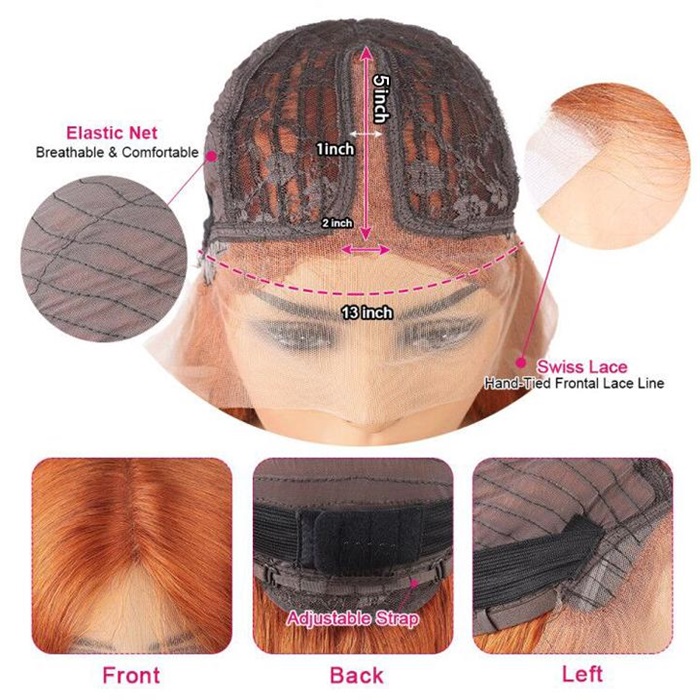 invisible hd lace frontal wigs ginger orange color body wave wigs 5