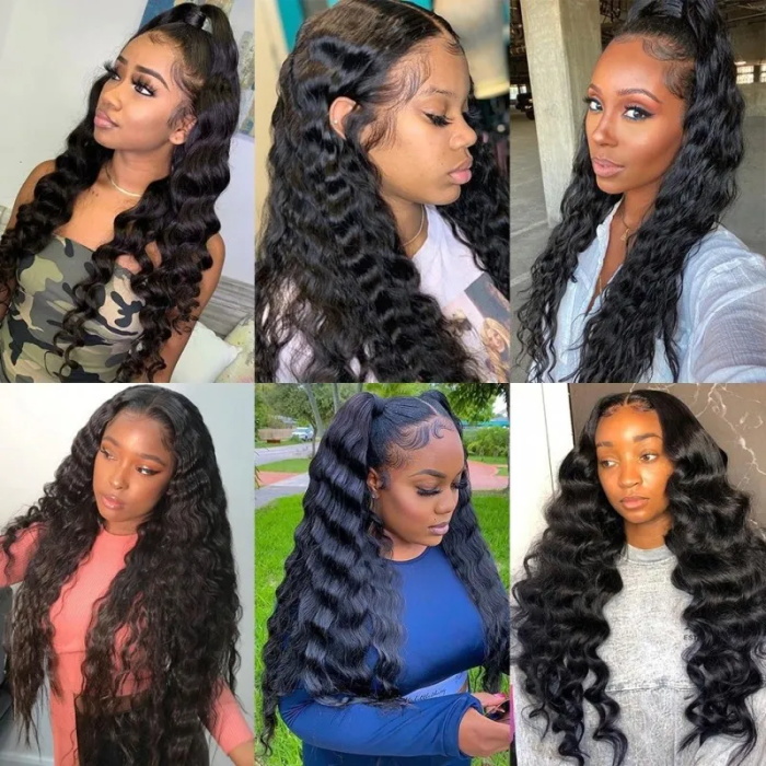 invisible hd lace frontal wigs skin melted loose deep wave wigs 6