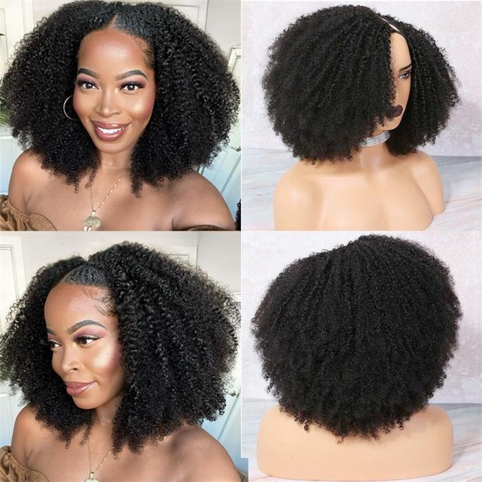 kinky curly thin u part wig without leave out (must try) 7