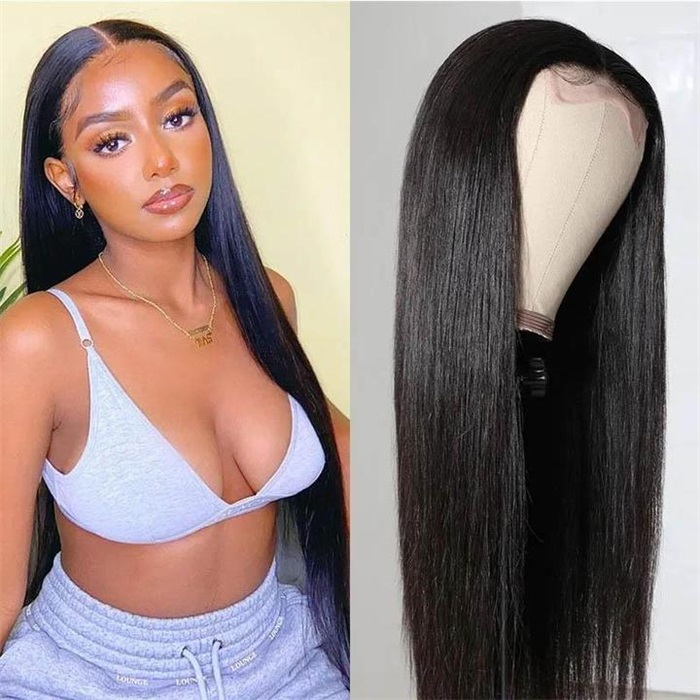 long silky straight 4x4 lace closure human hair wigs wholesale 4