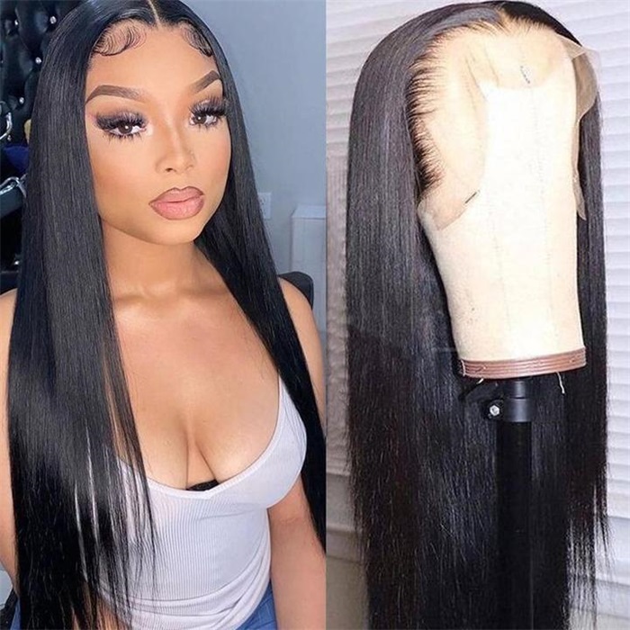 natural hairline hd transparent lace front wigs straight human hair wigs 1b 2