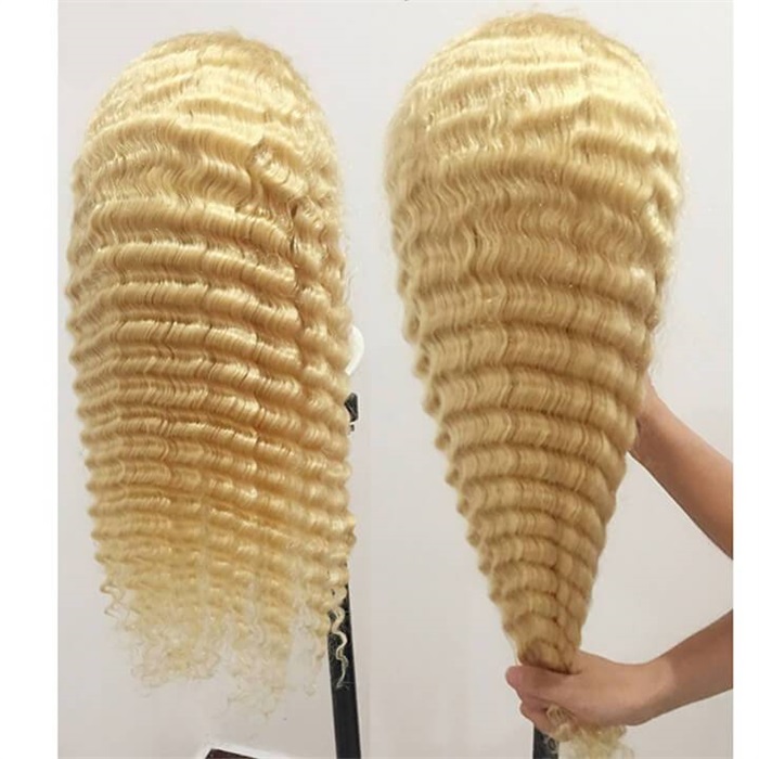 new arrival blonde loose deep wave lace front human hair wigs 2