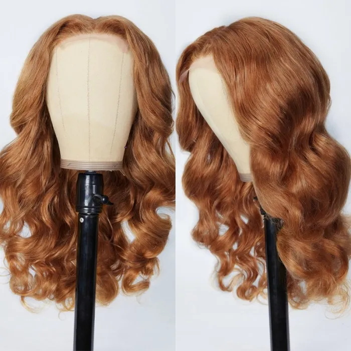 orange ginger color 13x4 lace front human hair wigs body wave 1