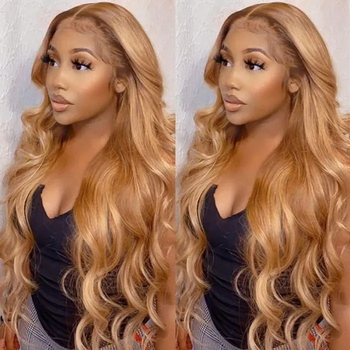 orange ginger color 13x4 lace front human hair wigs body wave 5