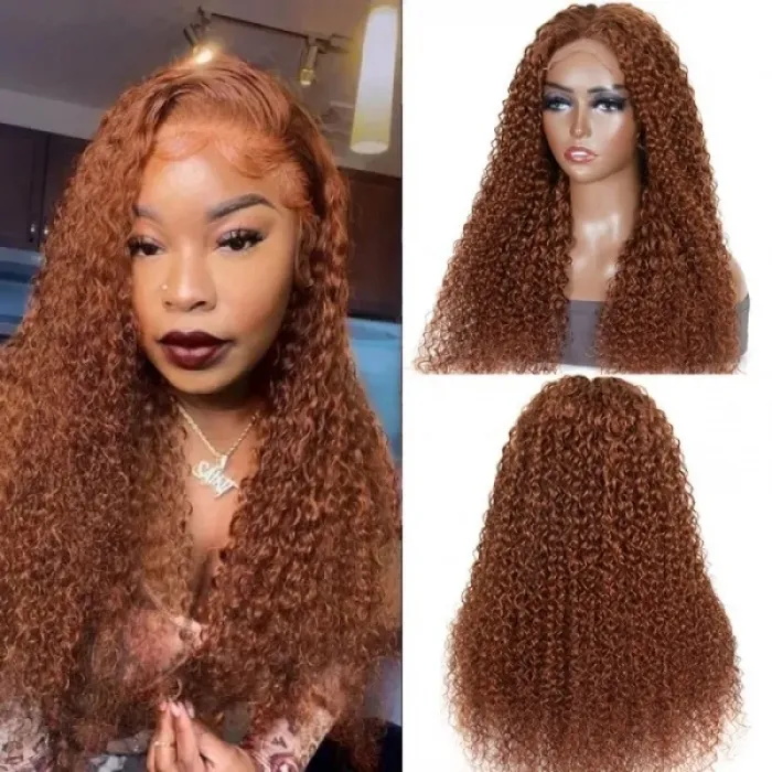 pre-colored inspired medium auburn glueless jerry curly human hair wigs 2