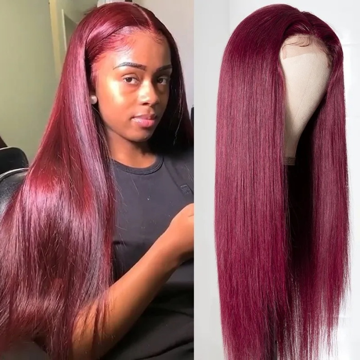 silk top 99j burgundy lace front wigs closure wigs wholesale 4
