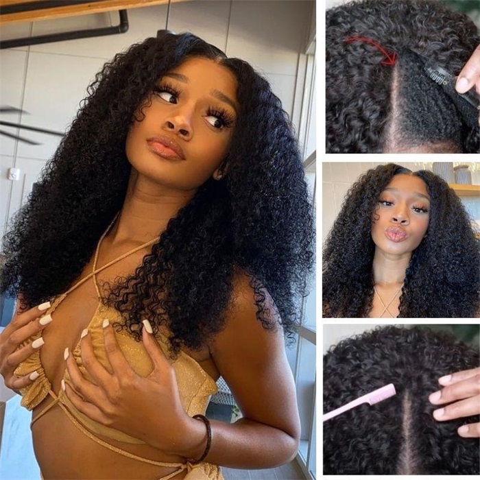 thin v part wigs kinky curly beginner friendly upgraded v part wigs meet real scalp no leave out 5