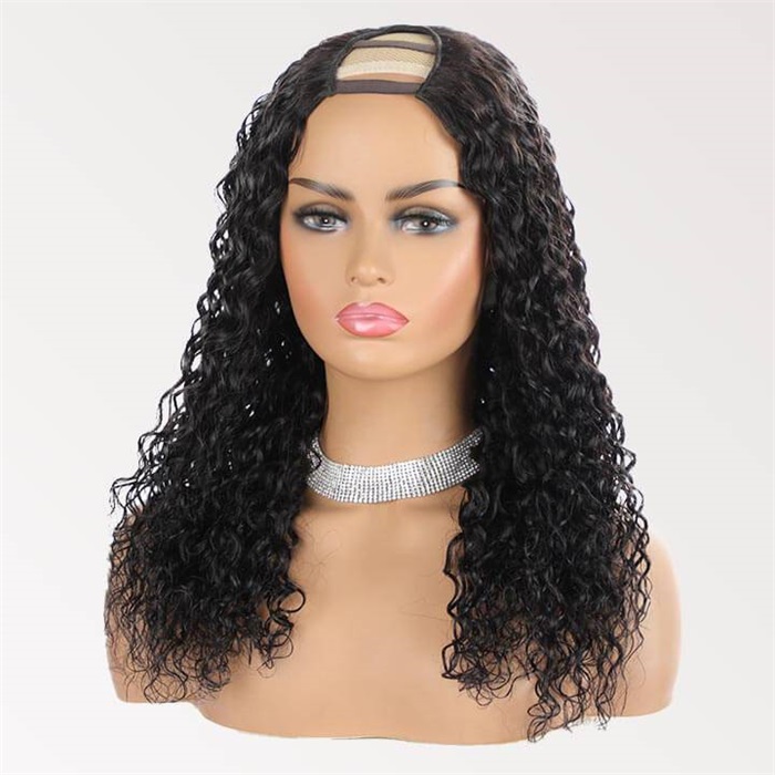 u part curly wig glueless brazilian virgin human hair wigs with clips 1