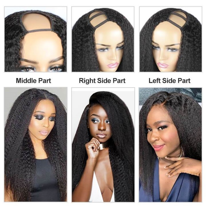 u part kinky straight natural hair wig easy to install 4