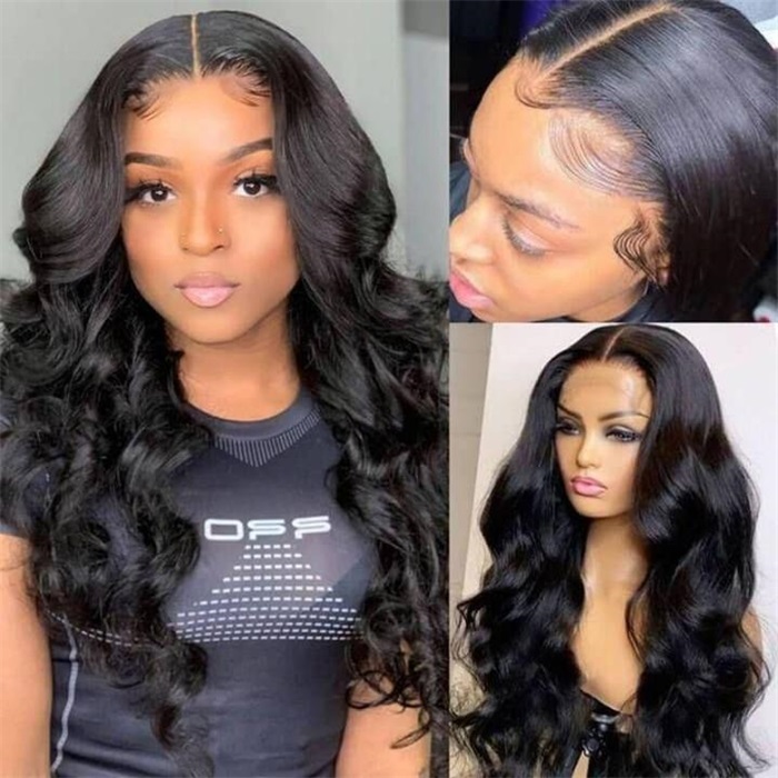 undetectable invisible lace front human hair wigs body wave 13x4 lace front wig 5