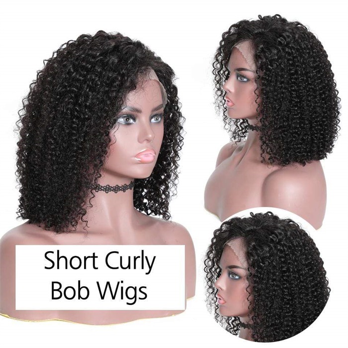 wholesale short bob curly lace front wigs side part 1